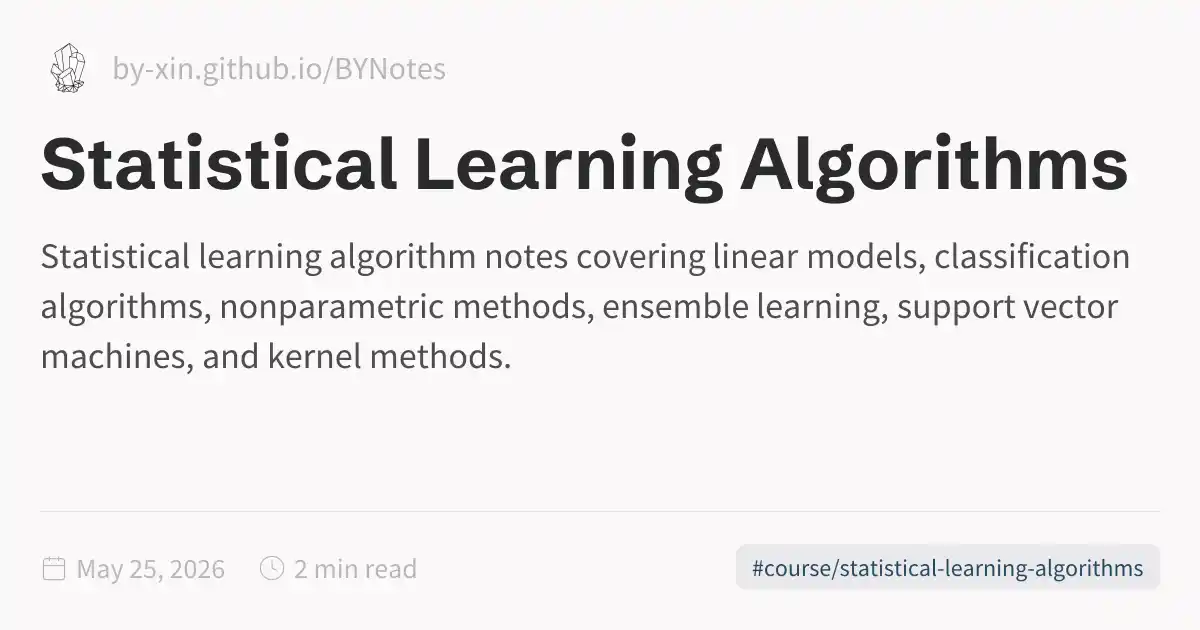 Statistical Learning Algorithms